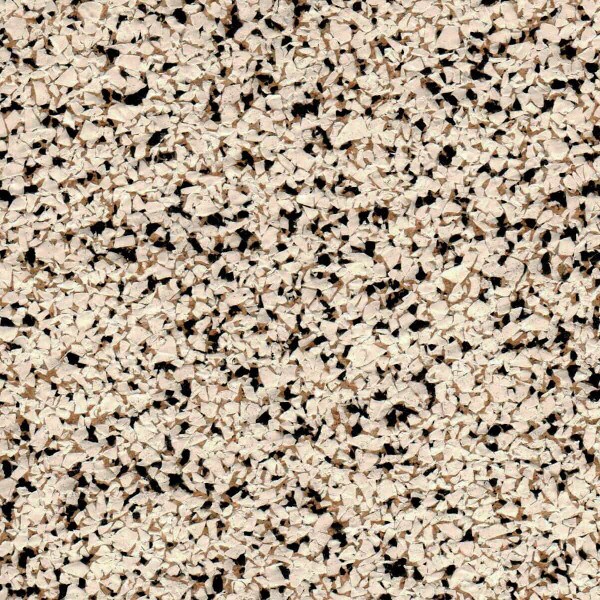 Rubber cork floor, off white with some dark pieces throughout